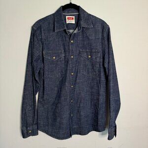 Wrangler Women's Snap Button Denim Longs Sleeve Shirt Size Small Petite